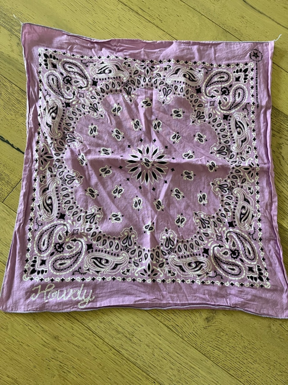 Vintage Light purple cotton embroidered “howdy” bandana